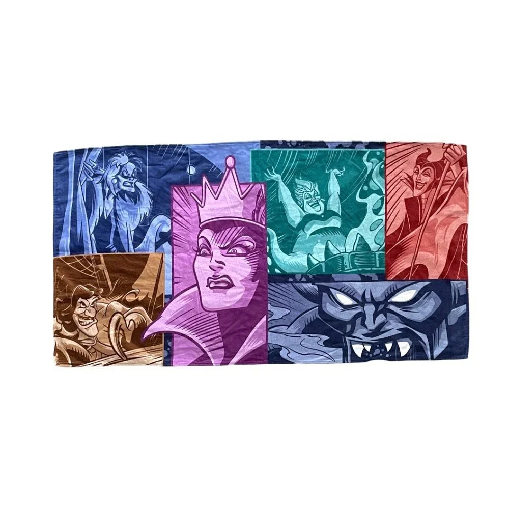 Disney Parks Villains Evil Queen Ursula Maleficent Captain Hook Beach Towel